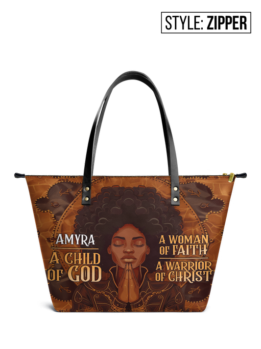 A Child Of God Leather Tote Bag