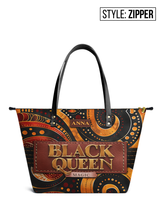 Black Queen Magic Leather Tote Bag