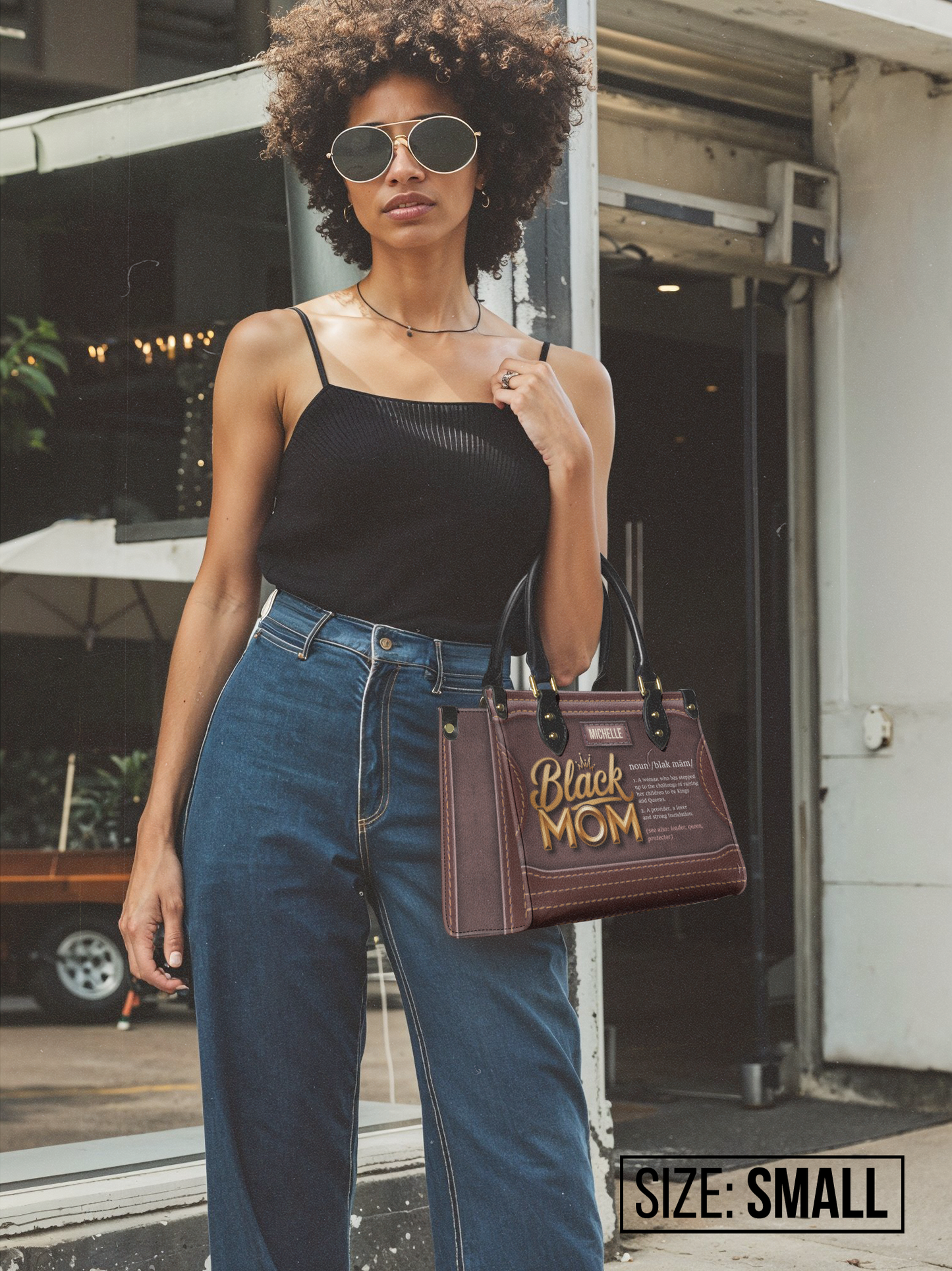 Black Woman Noun Brown Crossbody Satchel