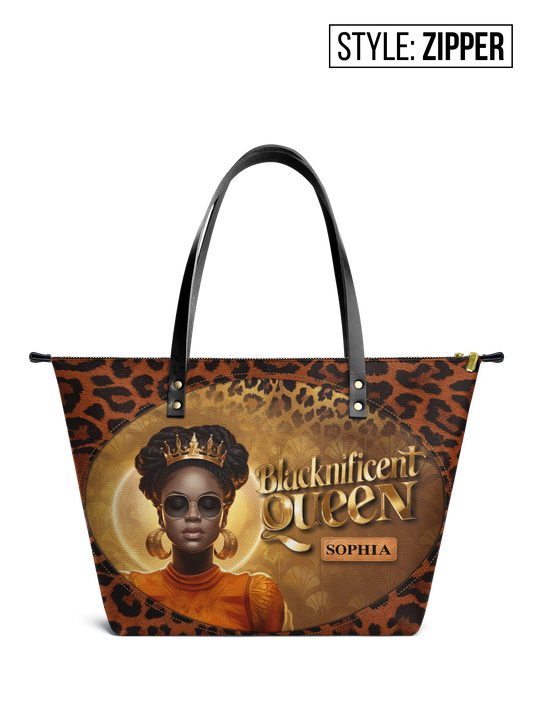 Blacknificent Queen Leather Tote Bag