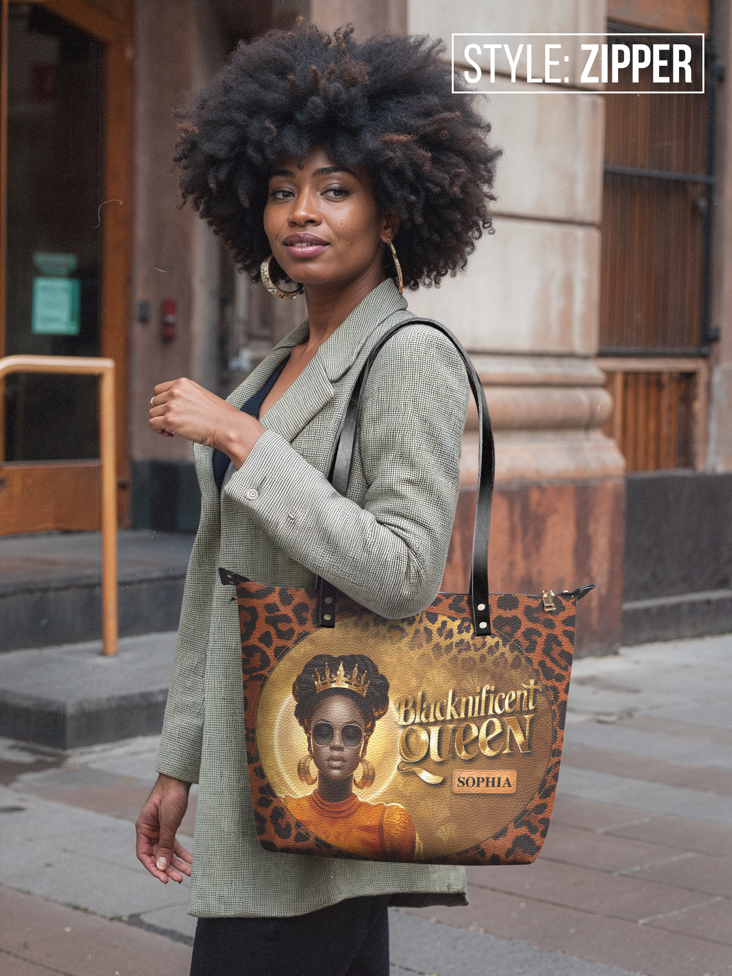 Blacknificent Queen Leather Tote Bag