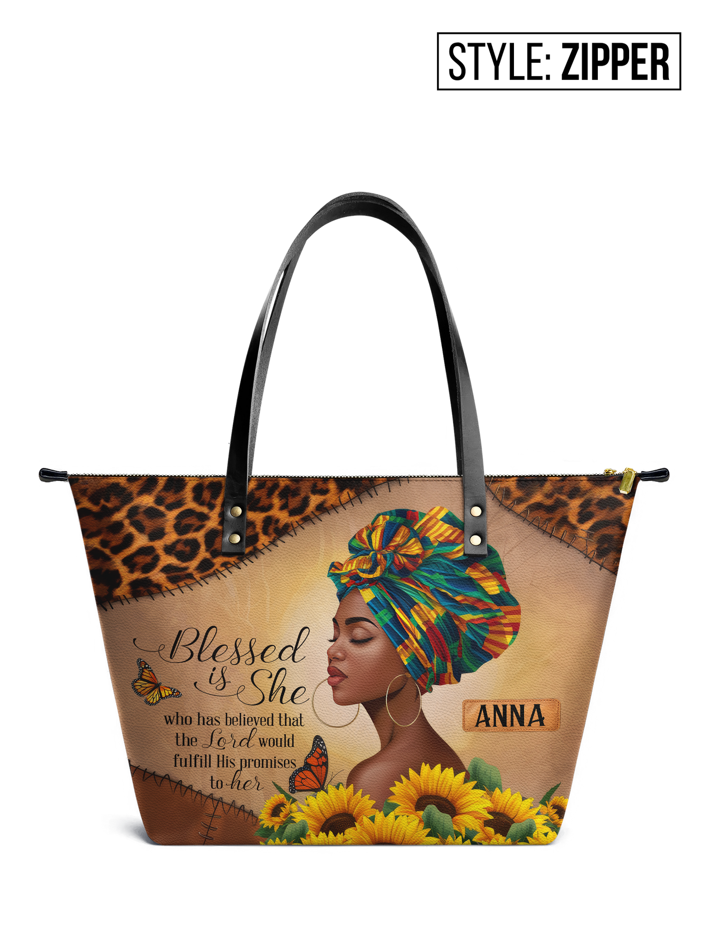 Blessed Is She Who Has Believed Leather Tote Bag