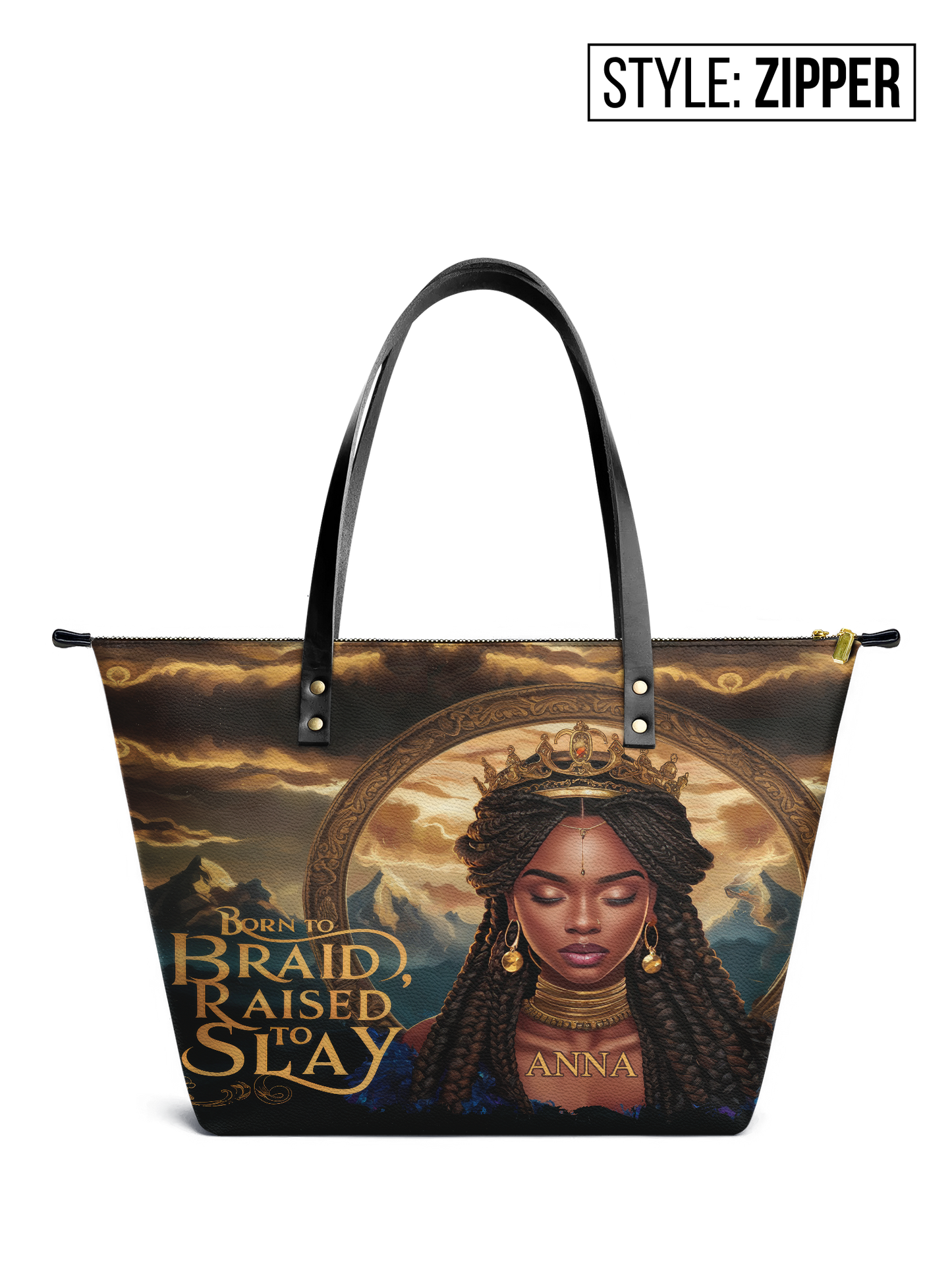 Born To Braid Raised To Slay Leather Tote Bag