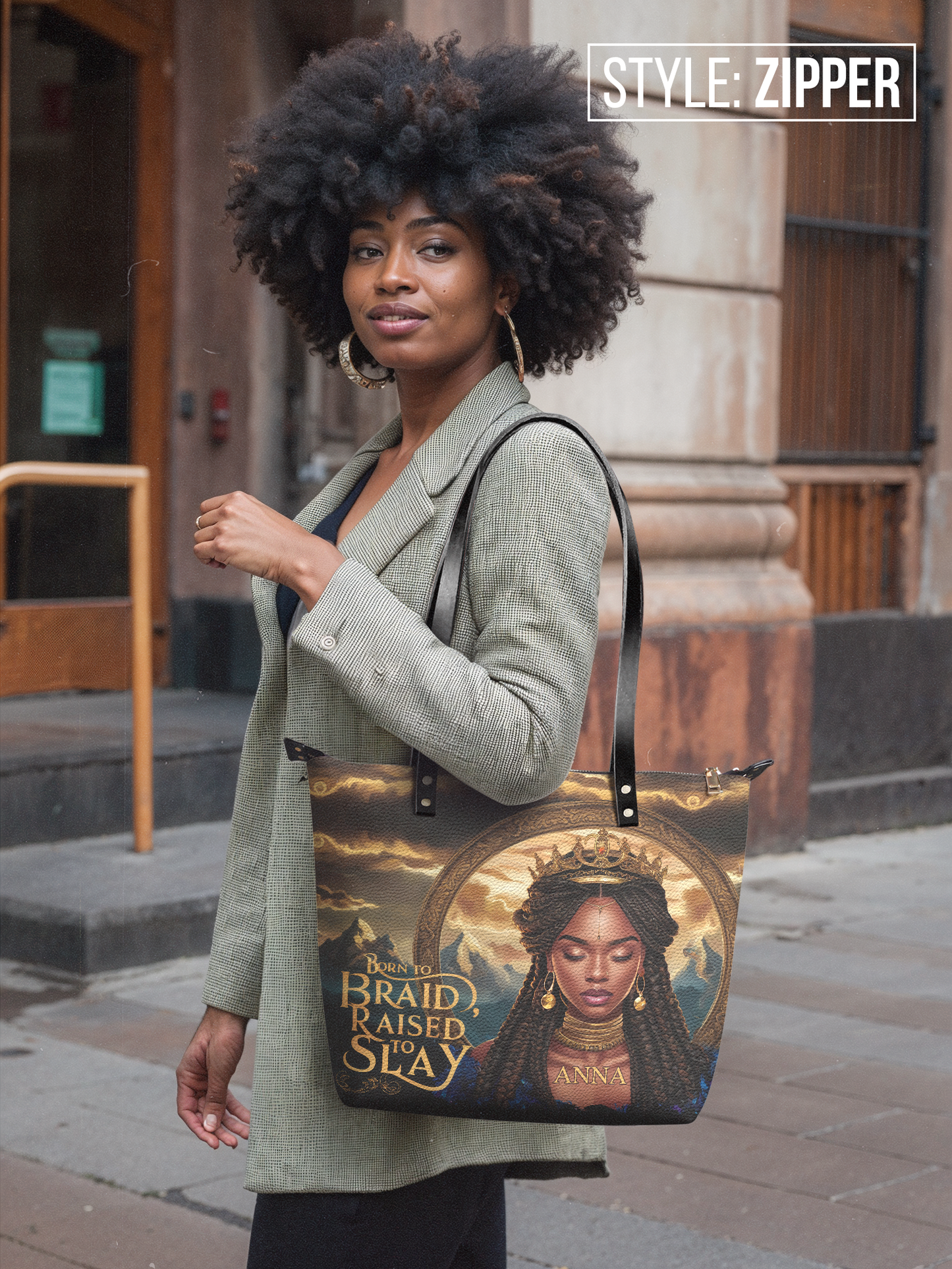 Born To Braid Raised To Slay Leather Tote Bag