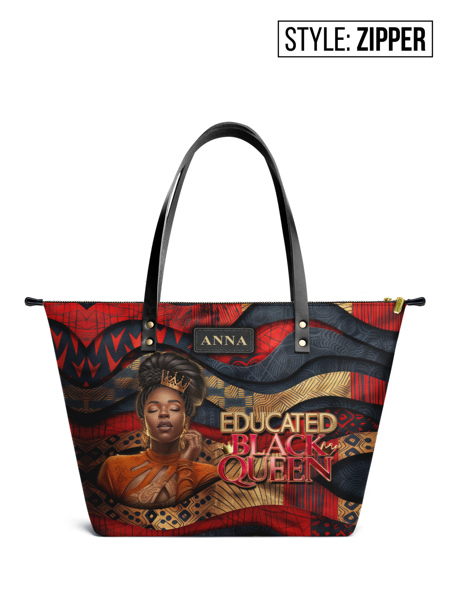 Educated Black Queen Leather Tote Bag