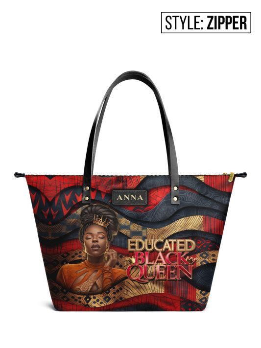 Educated Black Queen Leather Tote Bag