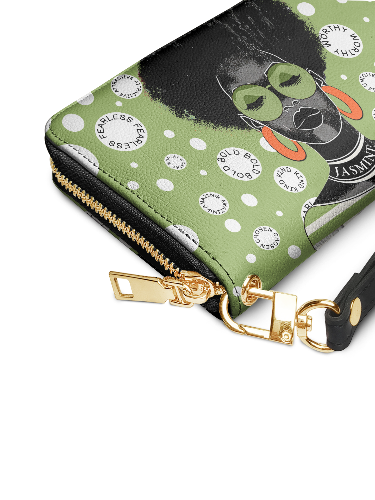 The Essence - "Fahari" Green Polka-dot Wallet