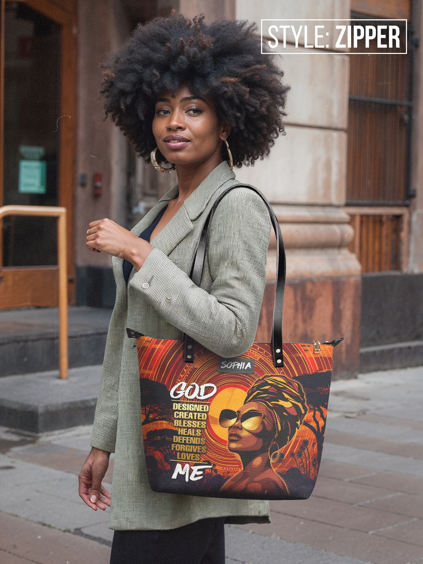 God Designed Me Leather Tote Bag