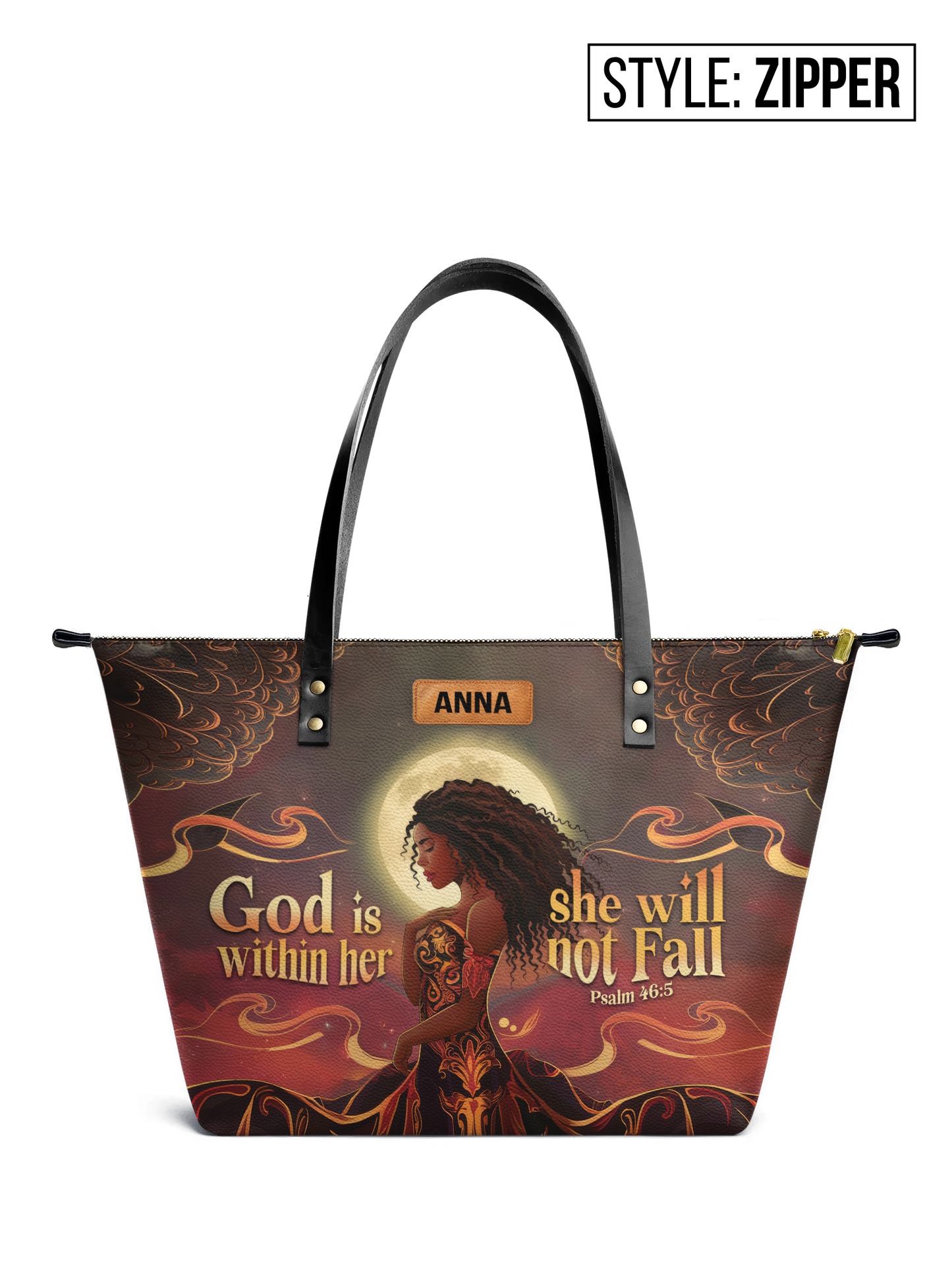 God Is Within Her She Will Not Leather Tote Bag