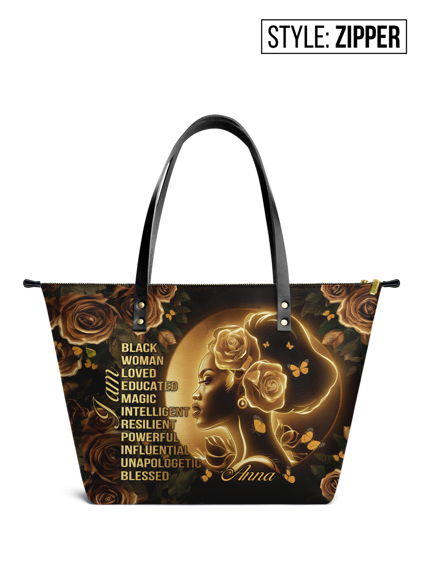 I Am Black Woman Leather Tote Bag