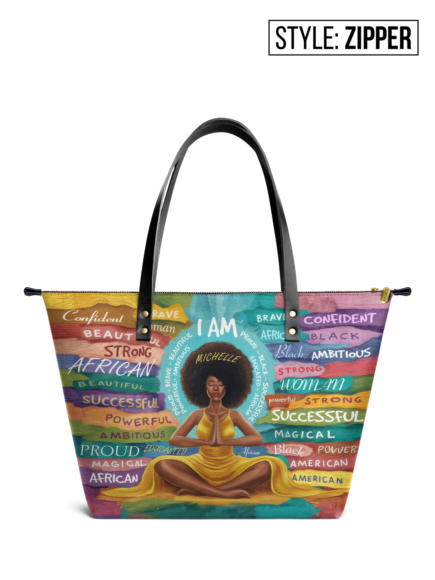 I Am Leather Tote Bag