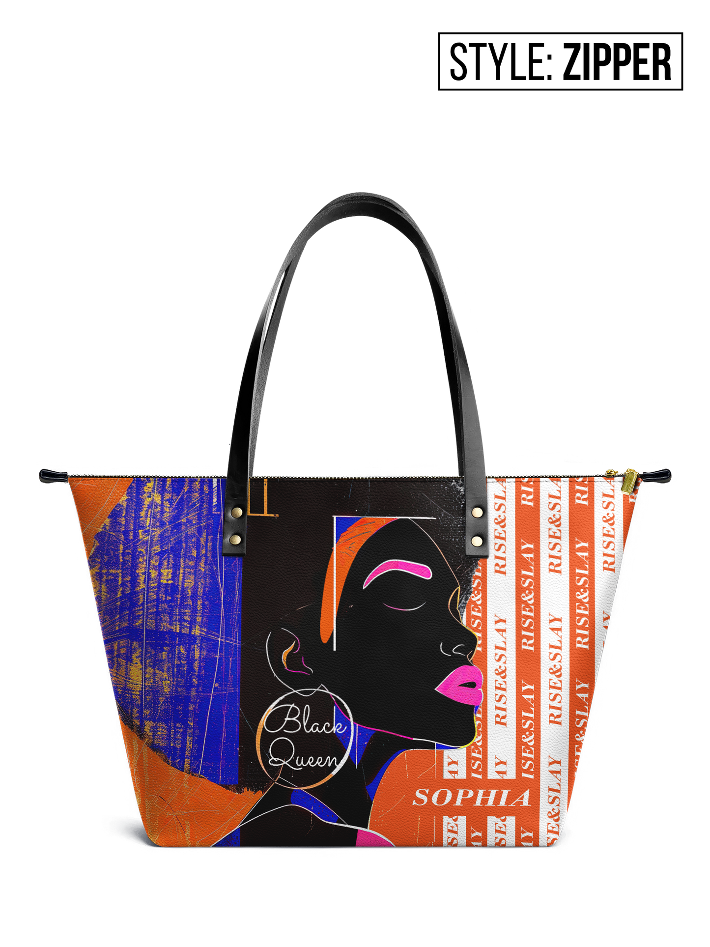 Rise & Slay - "Jasiri" Orange Leather Tote Bag