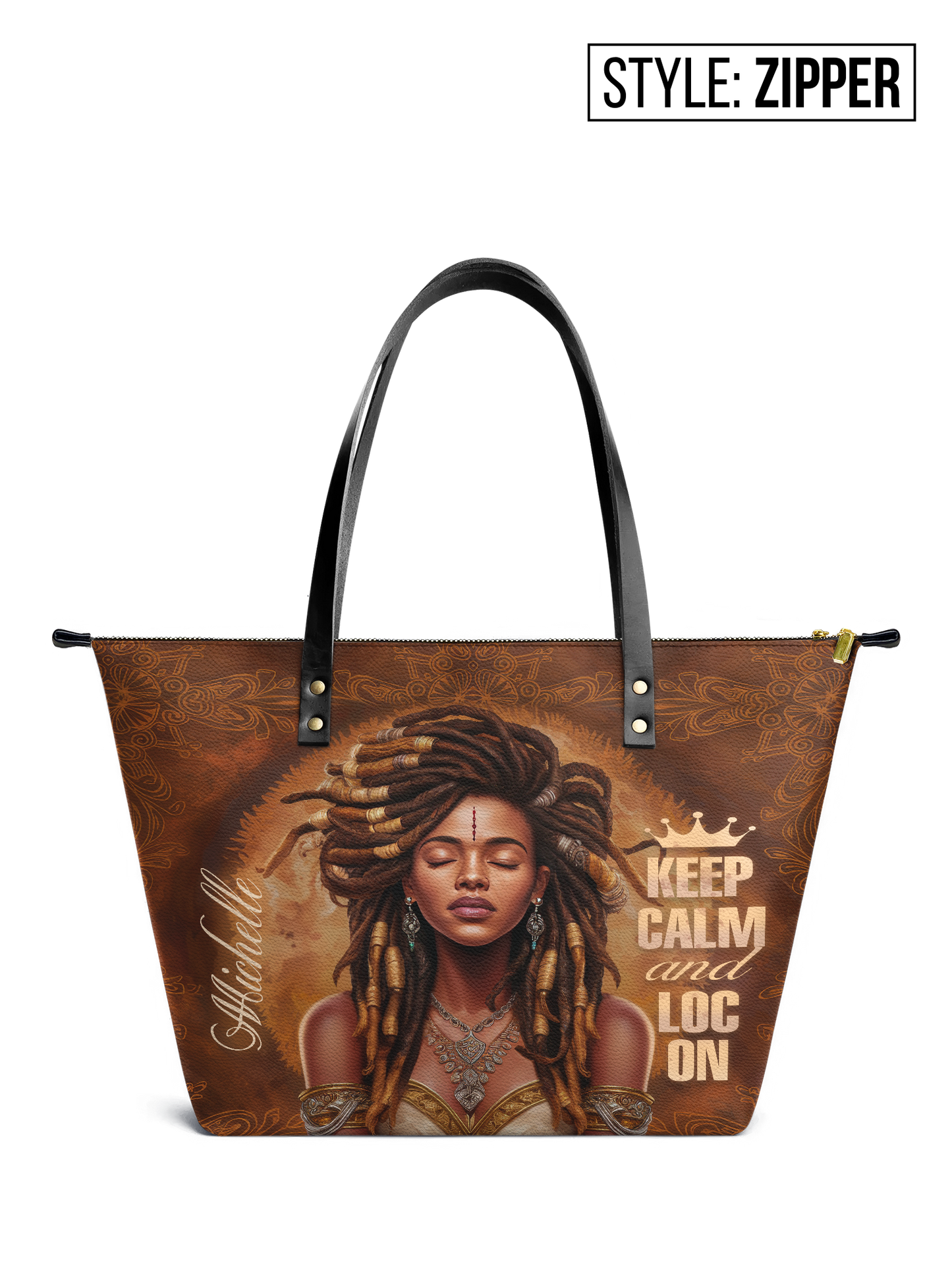 Keep Calm And Loc On Leather Tote Bag