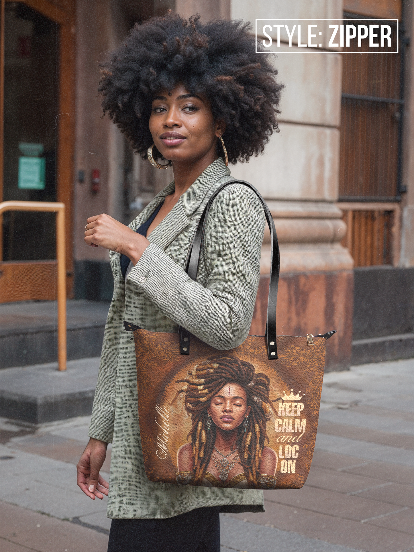 Keep Calm And Loc On Leather Tote Bag