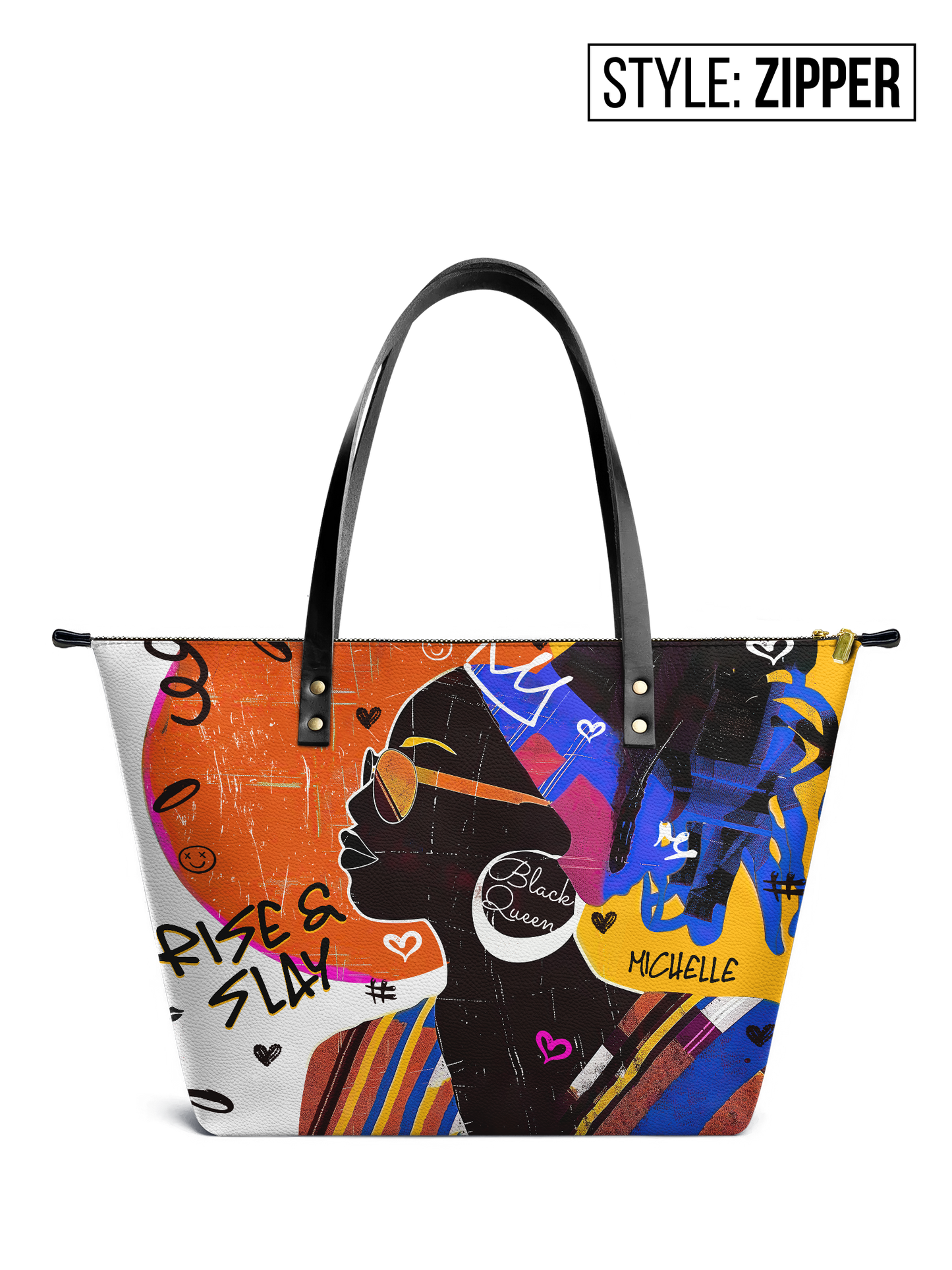 Rise & Slay - "Kisanii" Graffiti Leather Tote Bag