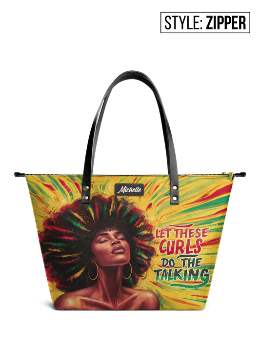 Let These Curls Do The Talking Leather Tote Bag