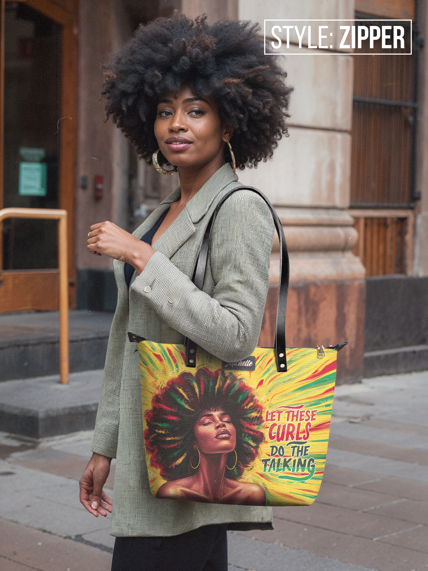 Let These Curls Do The Talking Leather Tote Bag