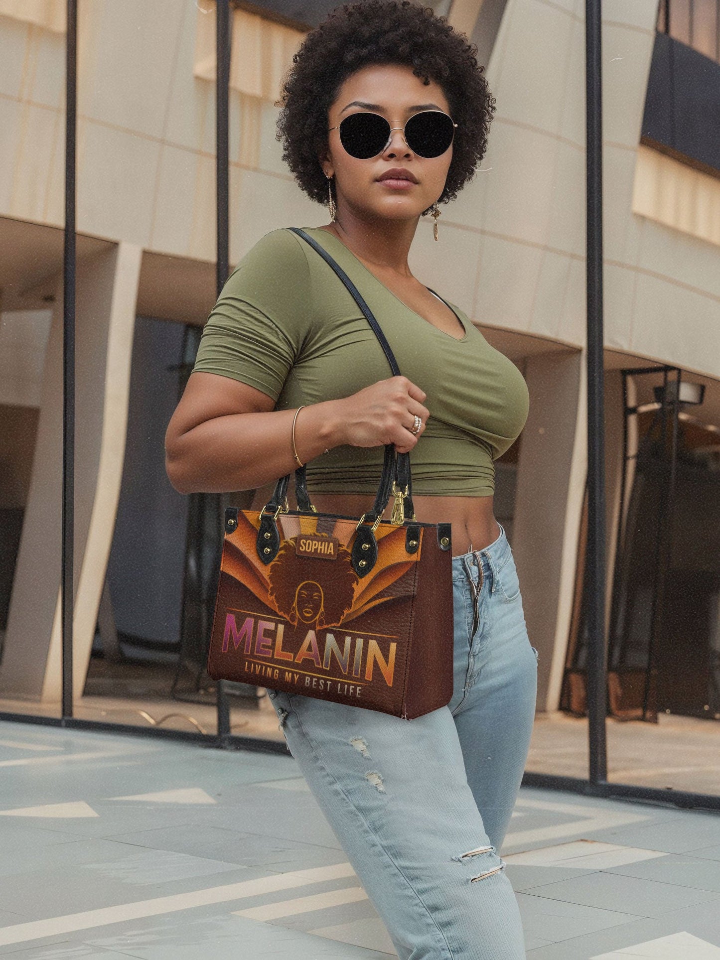 Melanin Living My Best Life Leather Bag