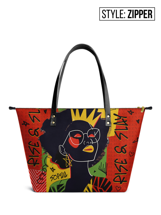 Rise & Slay - "Aina" Red Juneteenth Leather Tote