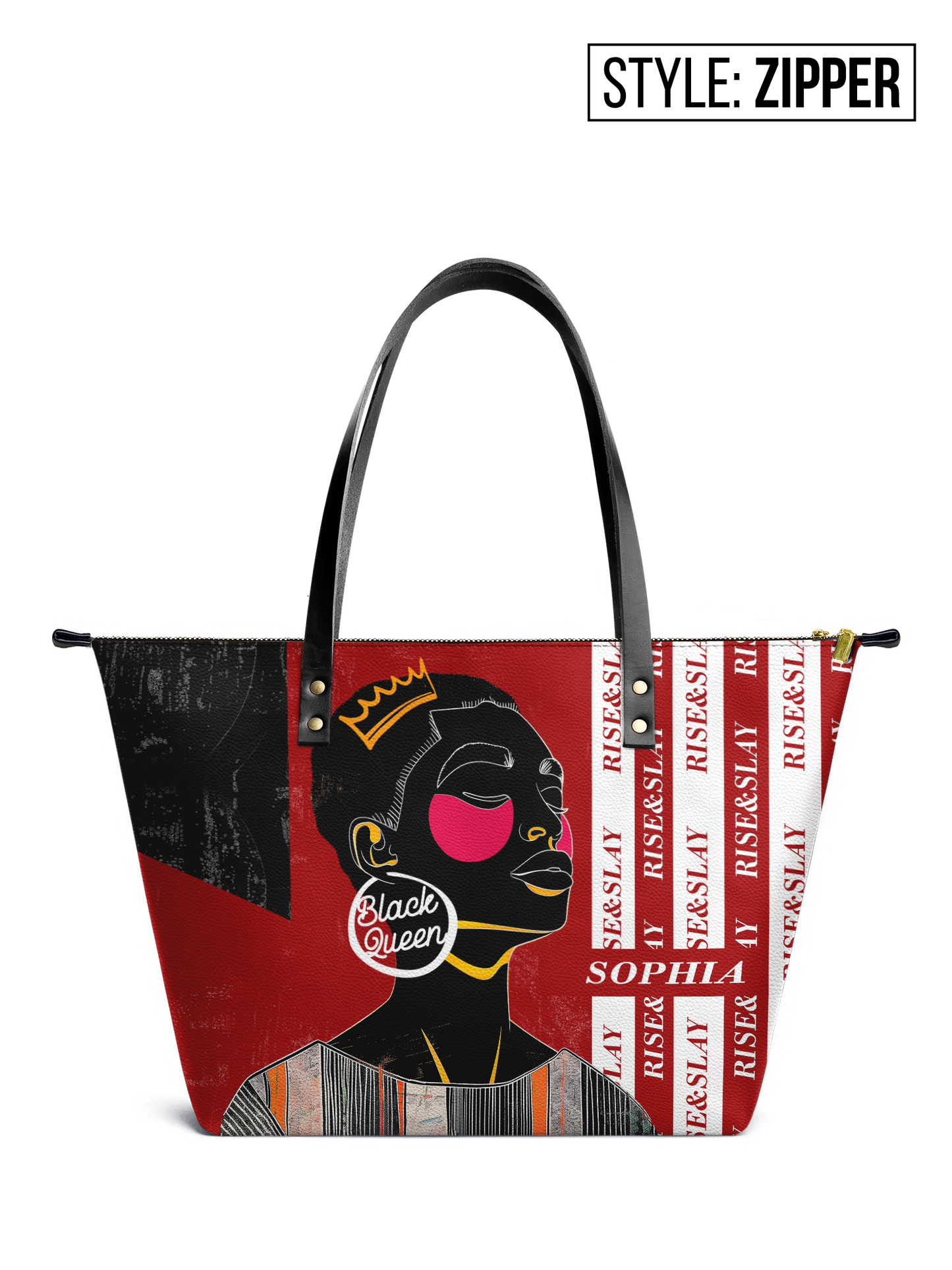 Rise & Slay - "Shauku" Red Leather Tote Bag