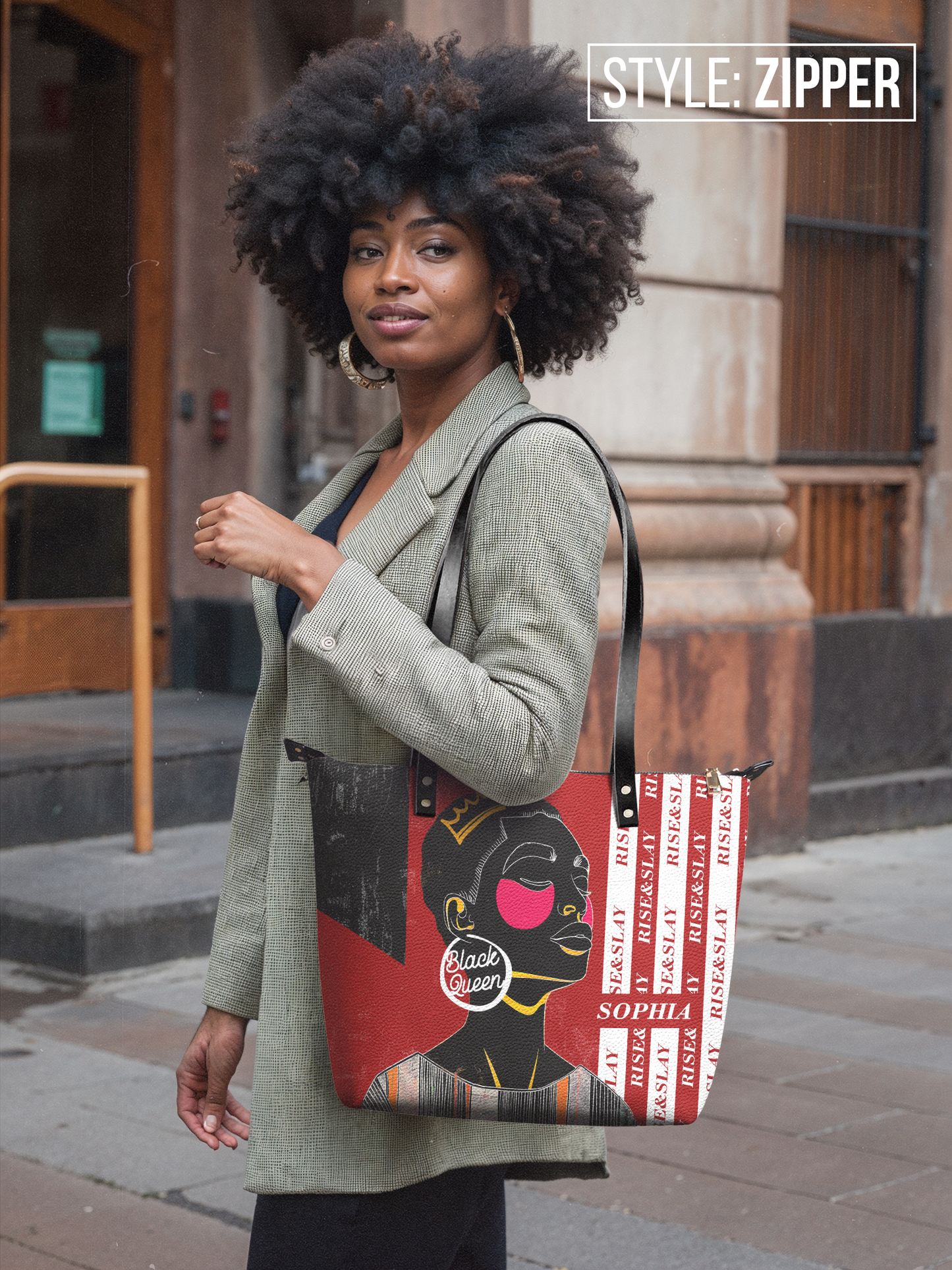 Rise & Slay - "Shauku" Red Leather Tote Bag