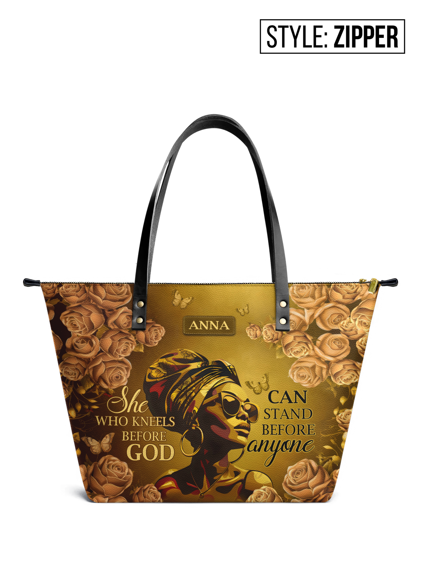 She Who Kneels Before God Leather Tote Bag