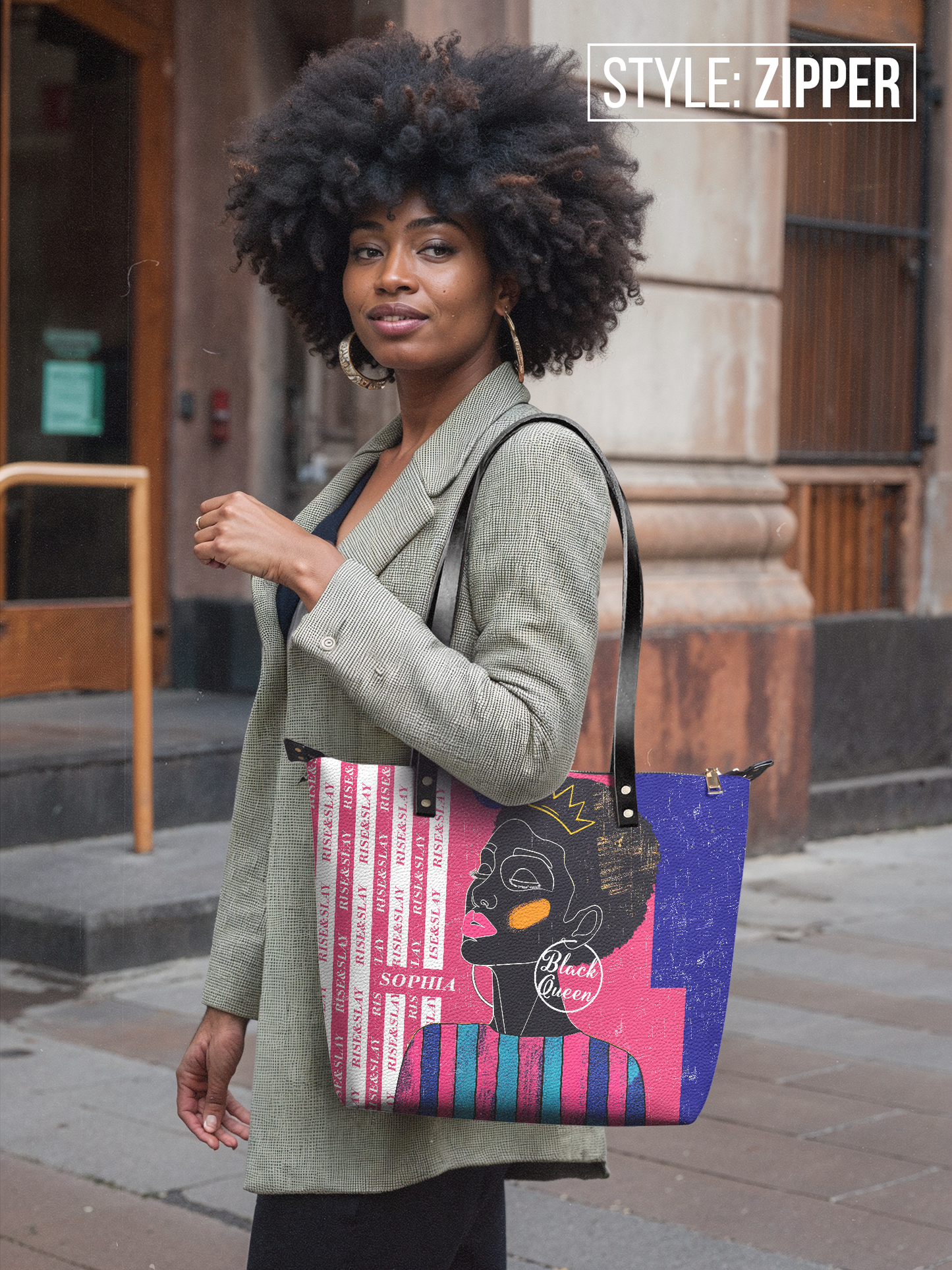 Rise & Slay - "Thamani" Pink Leather Tote Bag