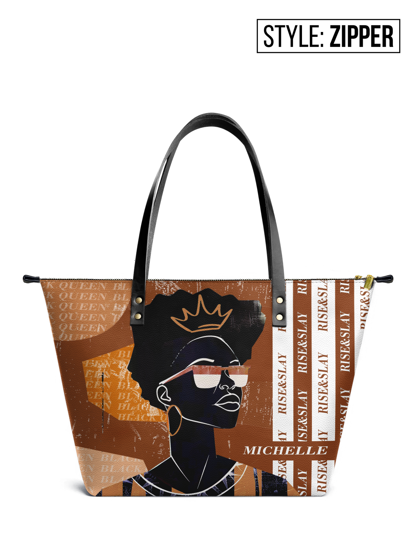 Rise & Slay - "Ujasiri" Brown Leather Tote Bag