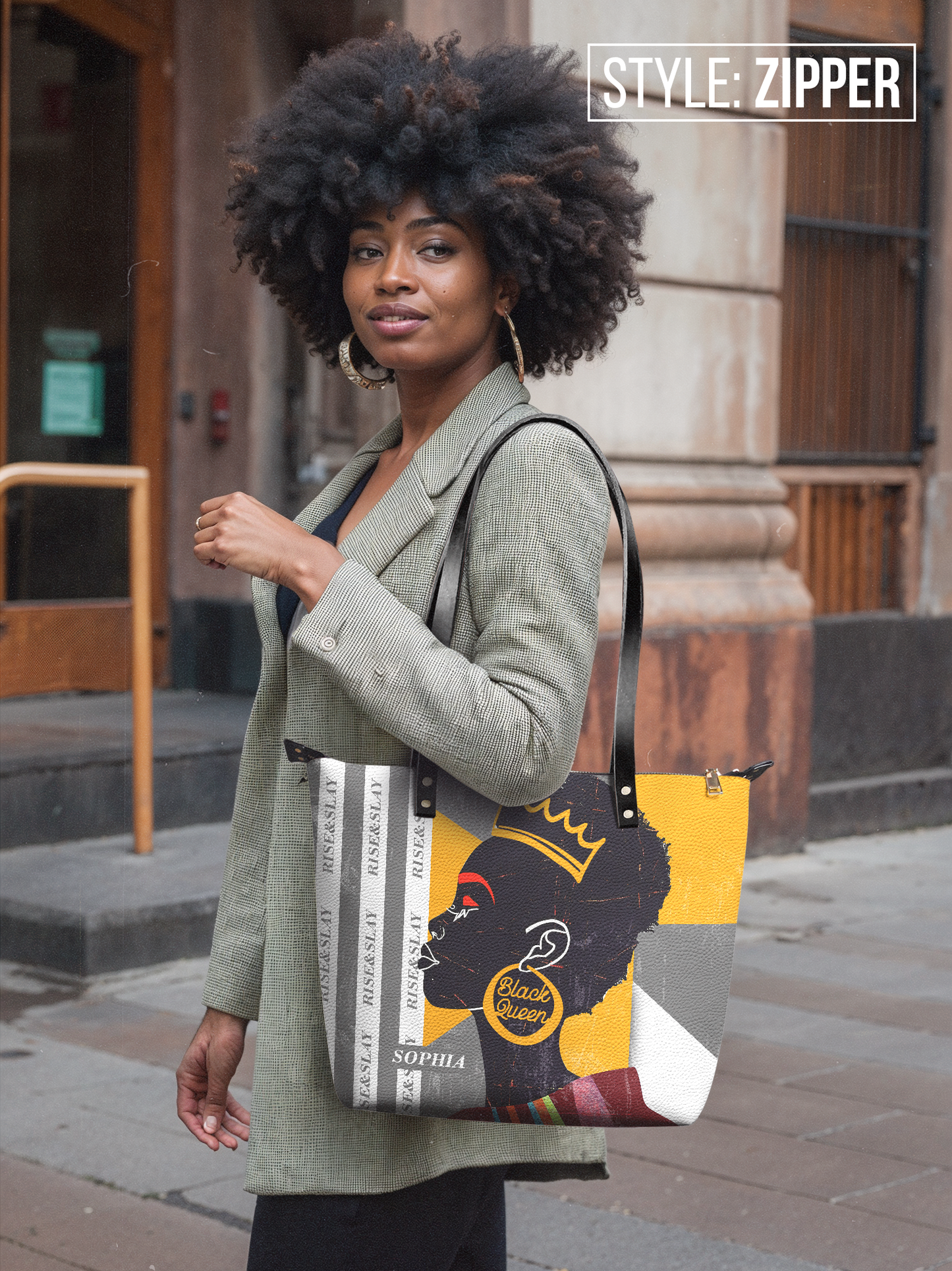 Rise & Slay - "Ujasiri" Brown Leather Tote Bag