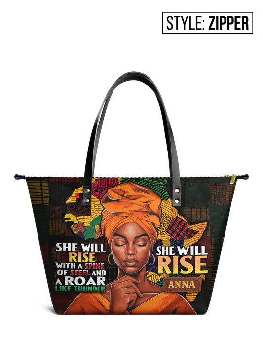 She Will Rise Leather Tote Bag